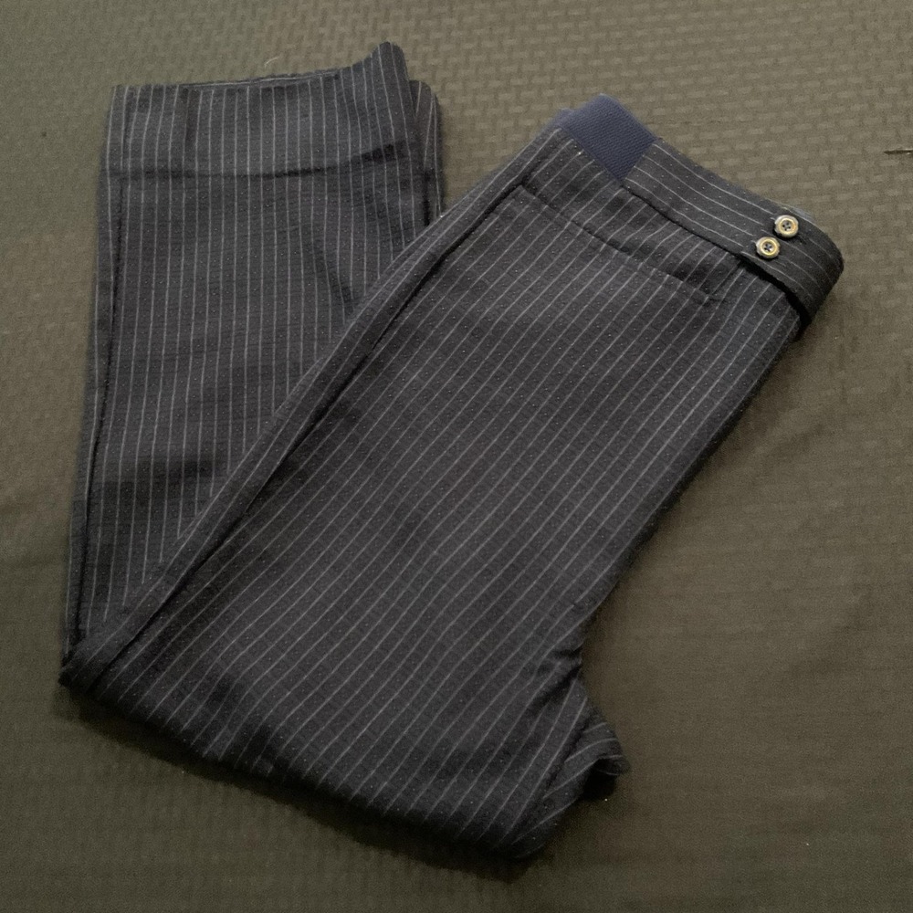 Scabal Dress Pants Mens 33x25 Blue Pinstripe Wool Flannel Flat Front England